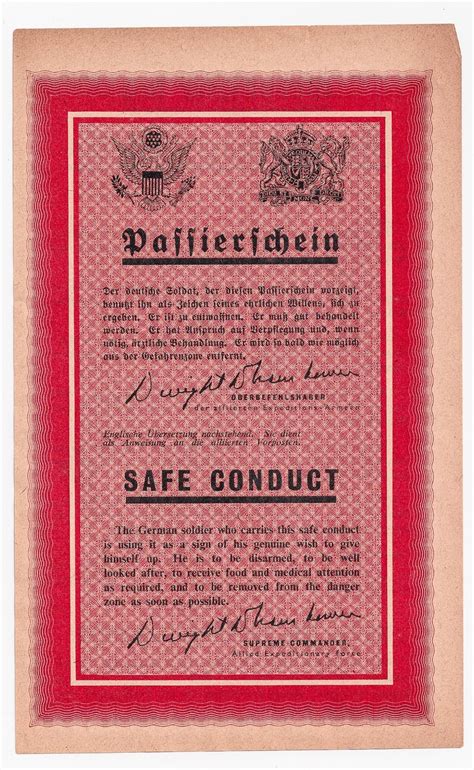 Allied Safe Conduct Pass Propaganda Leaflet