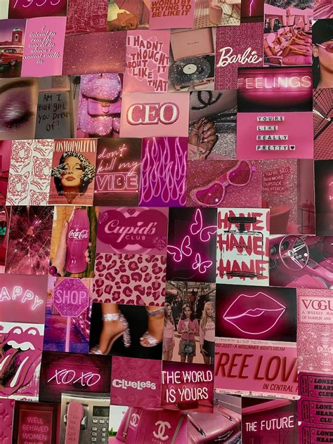 Hot Pink Neon Aesthetic Collage Kit Prints Etsy Uk