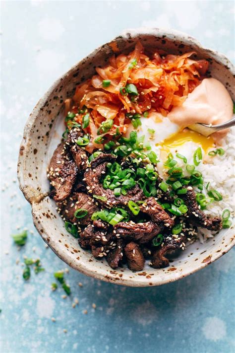 This korean beef bowl is seasoned with green onions, ginger, soy sauce, and sesame and served over brown rice for a quick and easy dinner. Korean BBQ Yum Yum Rice Bowls | Recipe | Beef recipes ...