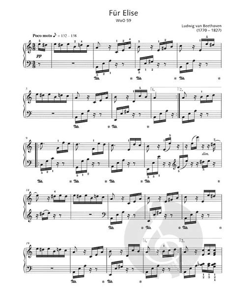 Für Elise A Moll Woo 59 Von Ludwig Van Beethoven Klaviernoten