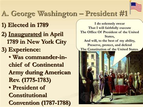 Ppt Paintings Of George Washingtons Presidential Inauguration April