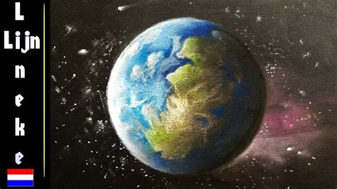 Hoe Teken Je De Ruimte En Planeet Aarde In Stappen Met Pastel Potlood