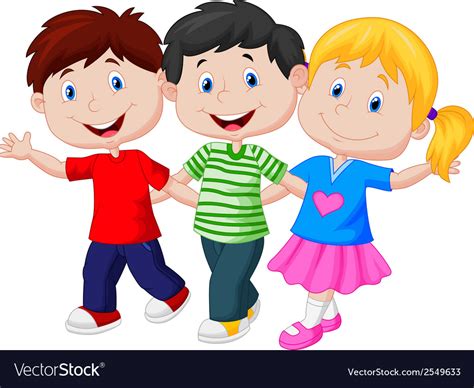 Happy Young Children Cartoon Royalty Free Vector Image