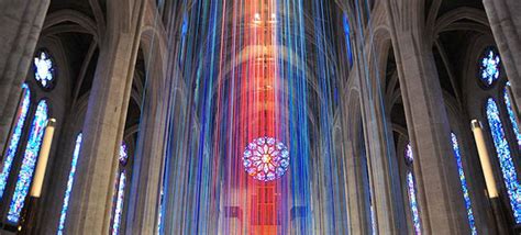 20 Miles Of Multicolored Ribbons Fall From Grace Cathedral‘s Ceilings
