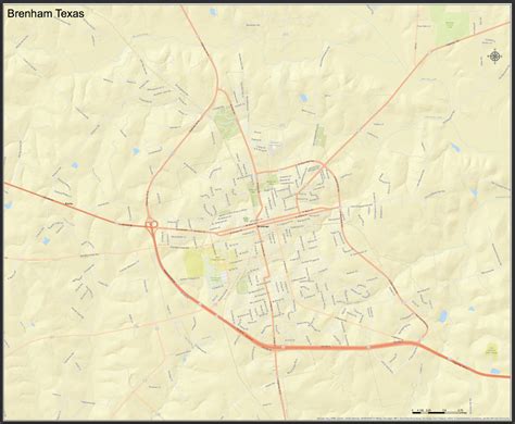Brenham Texas Mini Map Houston Map Company