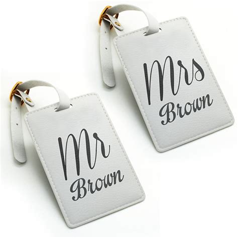 Mr And Mrs Two Tags Pair Personalized Name Tag Luggage Tag Bag Tag