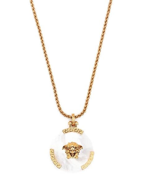 Versace La Medusa Mother Of Pearl Necklace In Gold Modesens