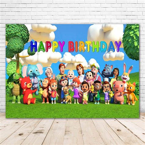 Buy 7x5ft Cocomelon Backdrop For Birthday Party Vinyl Cocomelon Green