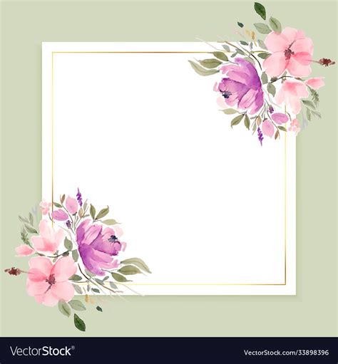 Watercolor Flowers Frame With Text Space Design Vector Image
