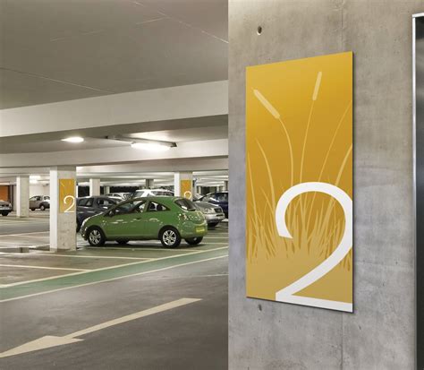 Transit Parking Garage Signage Level Identification Yellow Parking