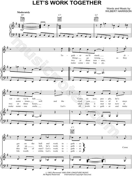 Canned Heat Lets Work Together Sheet Music In G Major Transposable