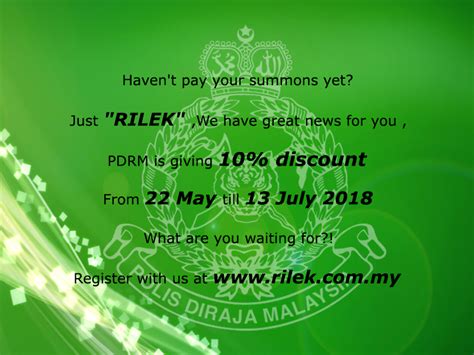The royal malaysian police (pdrm) is offering a 50 percent discount on selected summonses for the people who make payments on mybayar sa. RILEK - Government e-Services - Home | Facebook