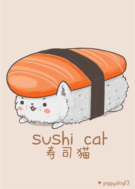 Cute Food Drawings Kawaii Drawings Sushi Drawing Sushi Logo Kitten