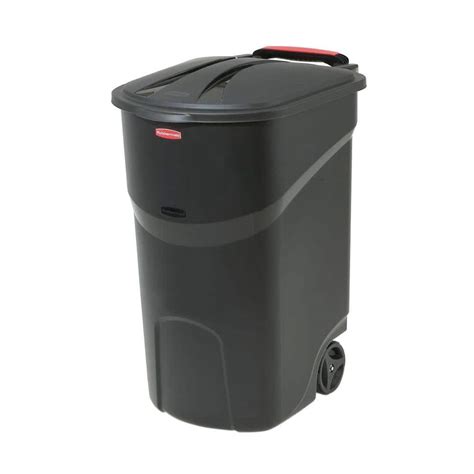 Rubbermaid Roughneck 45 Gal Black Wheeled Trash Can With Lid 2008188