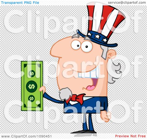 Clipart Uncle Sam Holding Tax Dollars Royalty Free Vector