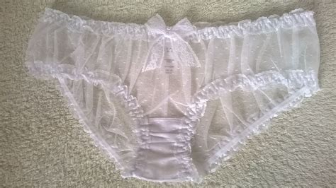 Lovely White Sheer Lace Panties Frilly Sissy Frou Frou Knickers XS EBay