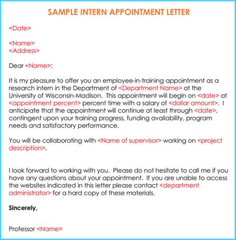Sample Internship Offer And Appointment Letters 7 Templates And Formats