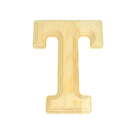 Pine Wood Beveled Wooden Letter T Natural 6 Inch