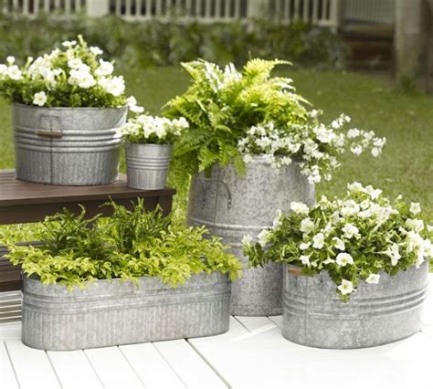 Galvanized Metal Tubs Buckets And Pails As Planters Driven By Decor