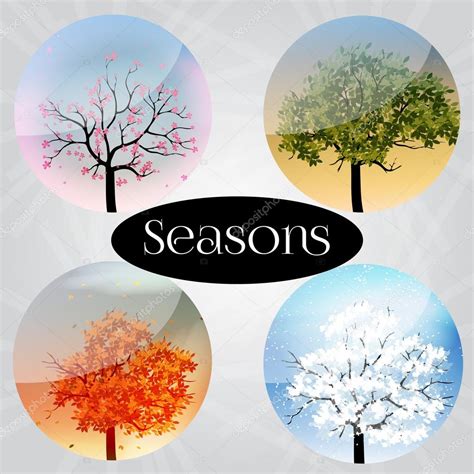 Four Seasons Banners With Abstract Trees Infographic Vector