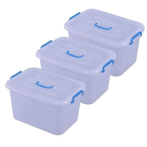 Basicwise 536 Gal Large Clear Storage Container With Lid And Handles Set Of 3 Qi0034883