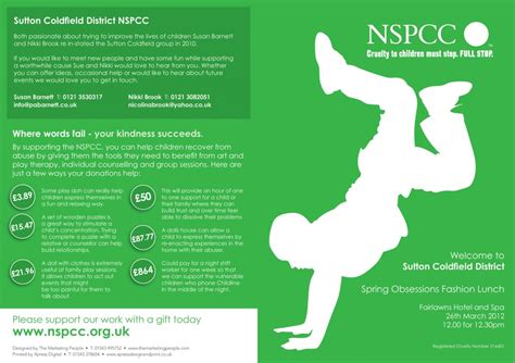 Leaflet For The Sutton Coldfield Nspcc Group Charity Event