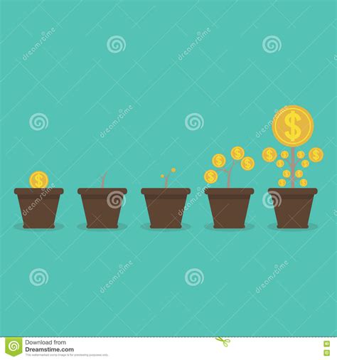 Money Plant Money Growth And Business Investment Growth Concept Stock