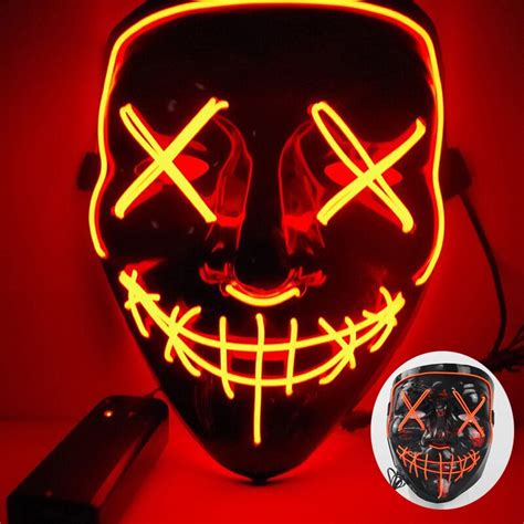 New Design Luminous Halloween Led Purge Mask Neon Light Up Party Mask