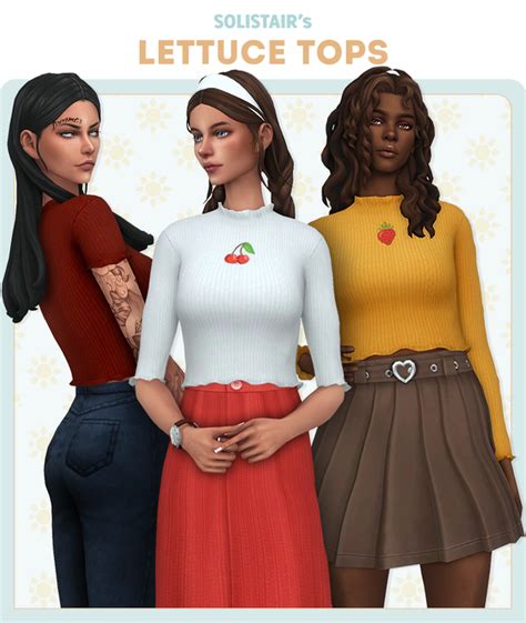 Lettuce Tops Solistair On Patreon In 2021 Sims 4 Dresses Sims 4