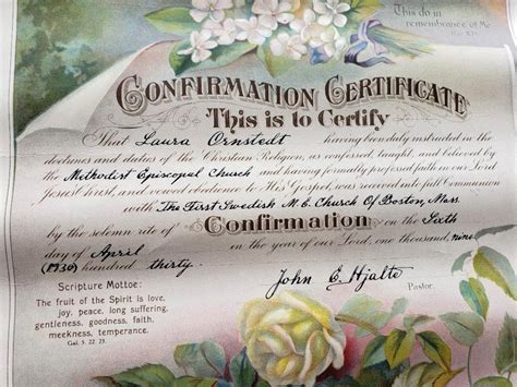 1930 Gran Certificado De Confirmación Hermosa Etsy
