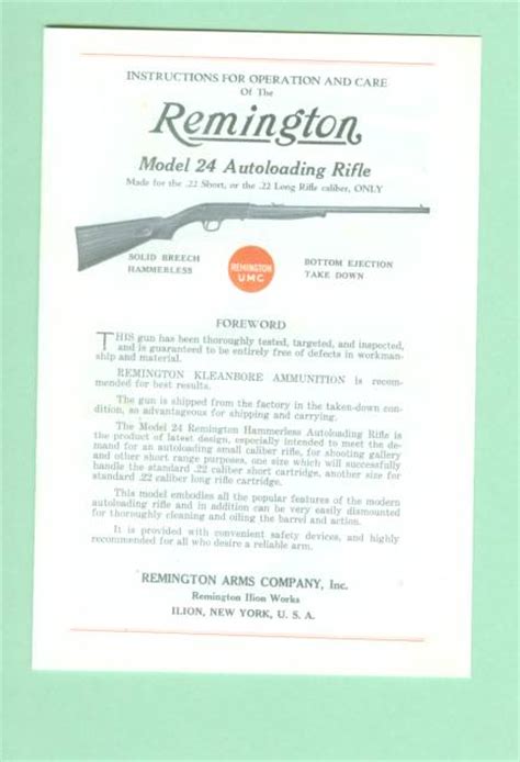Remington Model Factory Instruction Manual Repr For Sale At