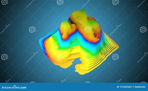 3d Topographic Map Background Concept With Colored Layers Rendering