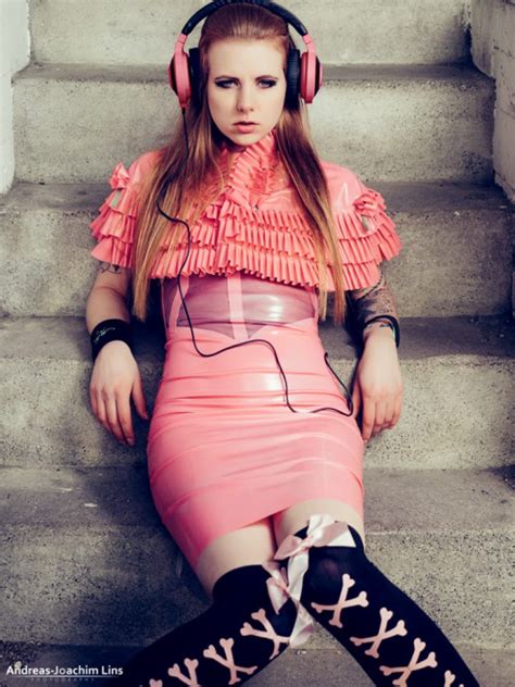 Image Of Pink Latex Dress With Frilled Bolero