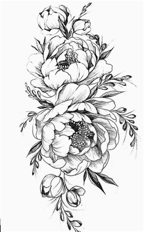 14 Drawing Flowers Pencil Simple Peony Flower Tattoos Japanese