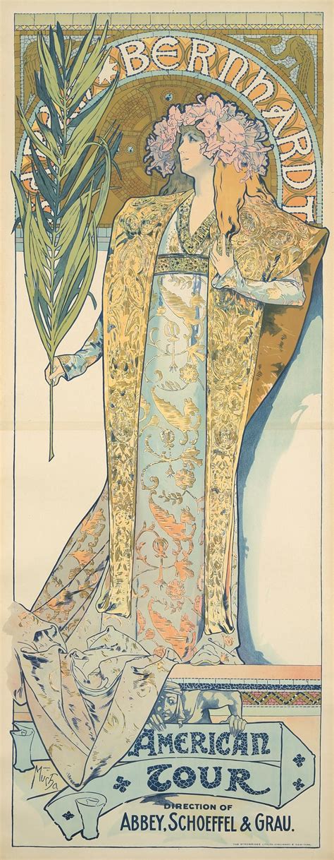 Sarah Bernhardt American Tour 1896 Art Nouveau Mucha Alphonse