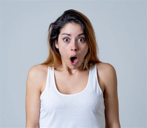 Funny Shocked Face Happy Young Attractive Woman Shocked With A Surprised Funny Face Human