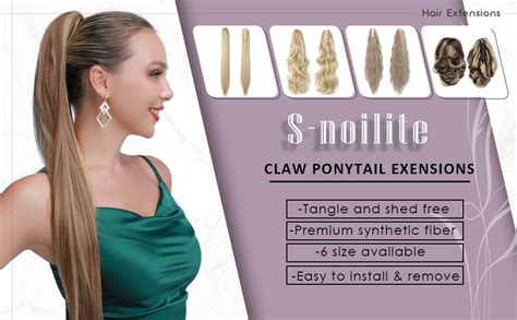 S Noilite Ponytail Extension Clip In Hair Extension Claw On Curly Wavy