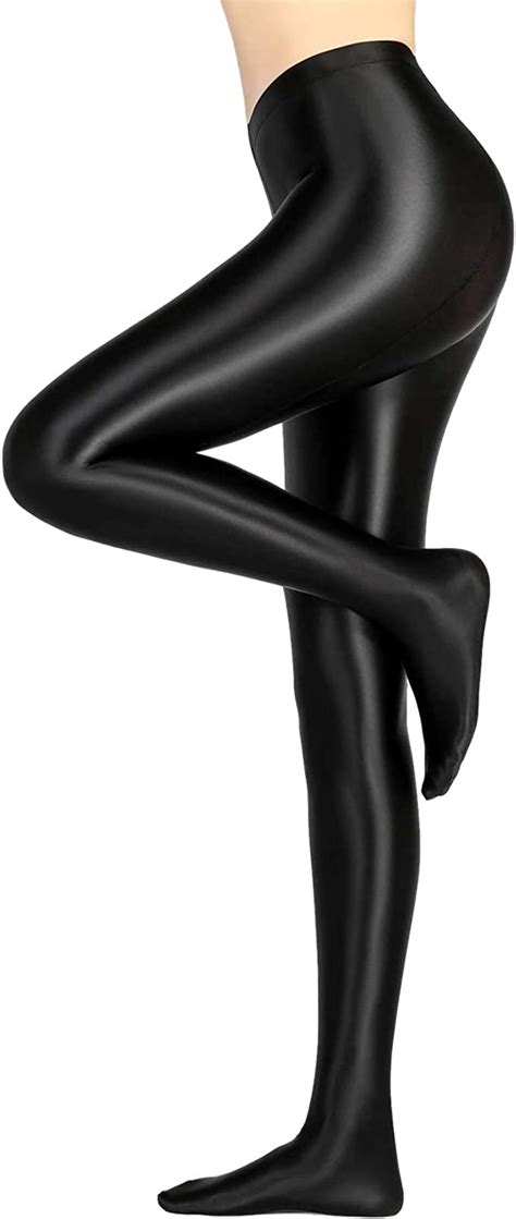 Leohex Glossy Opaque Pantyhose Shiny High Waist Tights Sexy Stockings