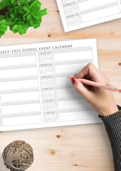 Download Printable School Event Calendar Template Pdf