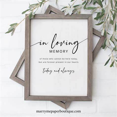 In Loving Memory Sign Template Modern Calligraphy Printable Etsy