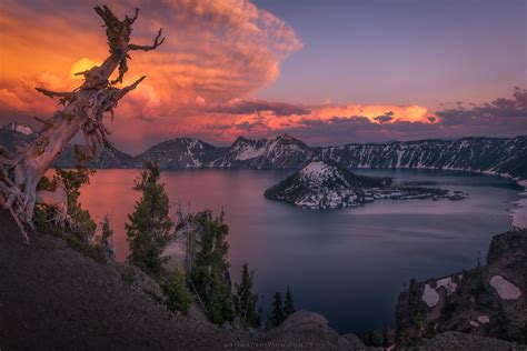 Fire In The Sky Sunset At Crater Lake Oc 3000x2000 Ifttt