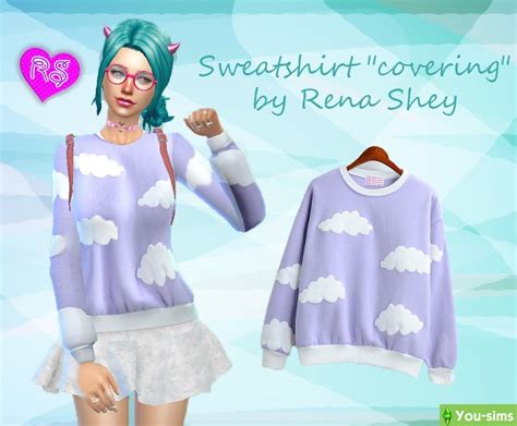 Скачать Sweatshirt CoveringСвитшот облачко от Rena2002 к Sims 4