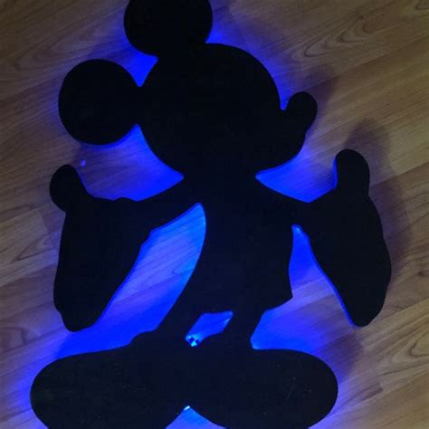 Wood Mickey Mouse Silhouette With Led Lighting Wall Decor Etsy