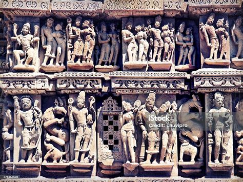 Khajuraho Statues Retro Style Stock Photo Download Image Now