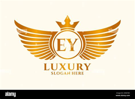 Luxury Royal Wing Letter Ey Crest Gold Color Logo Vector Victory Logo