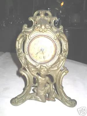 ANTIQUE VICTORIAN NUDE Lady Bust Art Mantel Clock Deco Cast Iron Glass