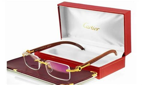 Cartier Mens Eyewear Eyeglasses Gold And Wood Frame Gr002 Stylish