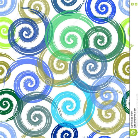 Seamless Spiral Background. Watercolor Vector Brush Spiral. Green And Blue Spiral. Spiral On ...