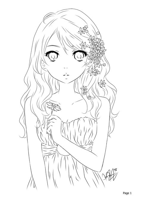 Anime Girl Line Art Coloring Pages Sketch Coloring Page