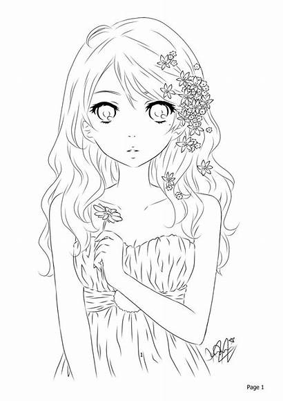 Coloring Lineart Line Pages Anime Drawing Deviantart